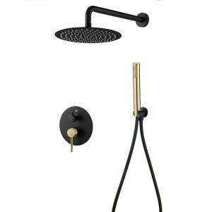 Kibath grifo empotrado de ducha equipo pared monomando oso redondo negro