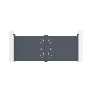 Puerta batiente regulable ancho 3,5m life h.140cm aluminio gris
