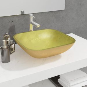 Lavabo de vidrio dorado 42x42x14 cm es6931