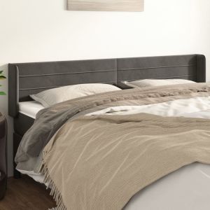 Cabecero de terciopelo gris oscuro 183x16x78/88 cm eso6108