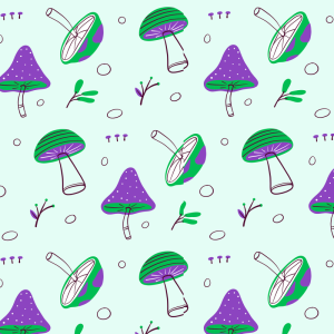 Papel pintado infantil hongos morados 60cm por 300cm