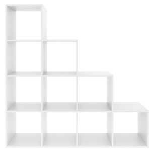 Estantería con 10 compartimentos abiertos y diseño de cubo blanco