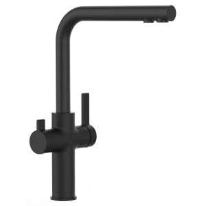 Grifo de cocina 3 vías negro Serie FC caño alto l giratorio 360°