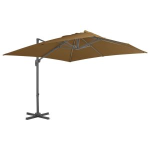 vidaXL sombrilla jardín voladiza con palo de aluminio taupe 300x300 cm