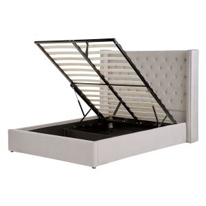 Cama con almacenaje lubbon terciopelo gris claro 140 x 200 cm