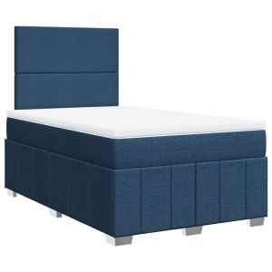 vidaXL cama box spring con colchón tela azul 120x200 cm