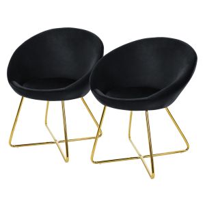 2x silla de comedor/salón asiento ergonómico de terciopelo negro