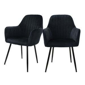 2x silla de comedor/salón asiento ergonómico de terciopelo negro