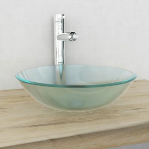 Lavabo de vidrio templado 42 cm esmerilado es4105