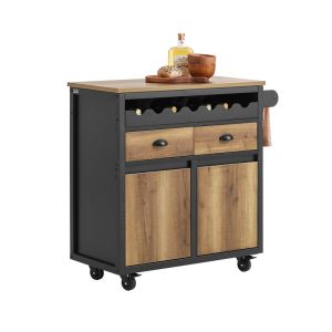 Carrito auxiliar de cocina con 2 cajones y 2 puertas fkw122-sch sobuy es