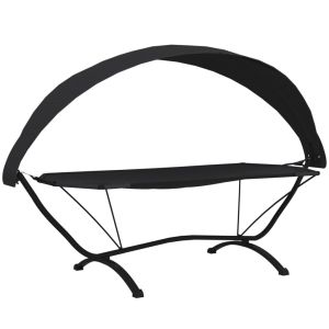 vidaXL tumbona de jardín con dosel de acero y tela oxford negra