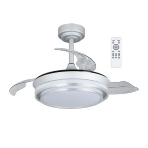 Ventilador de techo con luz LED 46w y aspas plegables mesina mini plata