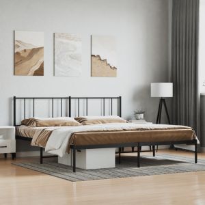 Cama sin colchón con cabecero metal negro 180x200 cm es5921