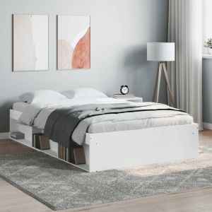 Cama doble pequeña sin colchón blanco 120x190 cm es4853