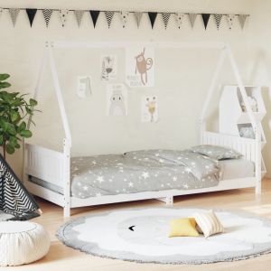 Cama 90x190 cm para niños madera de pino blanco