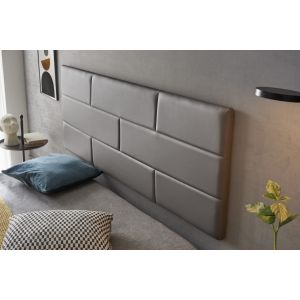 Cabecero de cama 160 muro ladrillos de polipiel 162x57x5cm gris