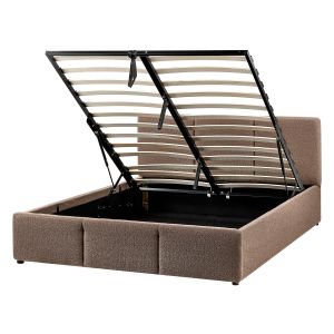 Cama con almacenaje bousse bouclé gris pardo 140 x 200 cm