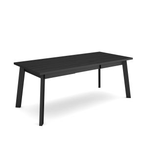 Mesa comedor, 194x90x75cm, negro, patas de madera rf2919