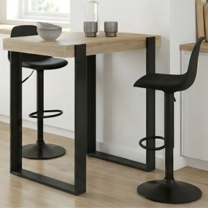 Conjunto de mesa alta de bar compacto negro - 2 taburetes - 90 cm