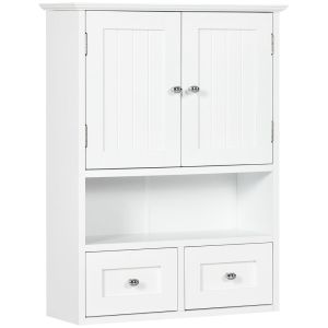 Armario de pared 50.8x17.8x66 cm mdf color blanco kleankin, hogar - baño