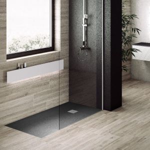 Plato de ducha pizarra pure grafito  70x200 cm rejilla acero inox.