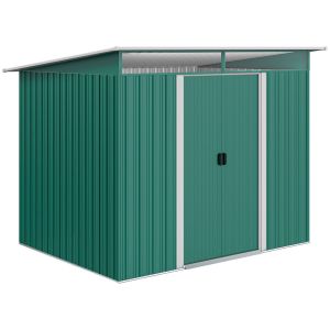 Caseta de jardín 260x194x200 cm acero galvanizado color verde Outsunny