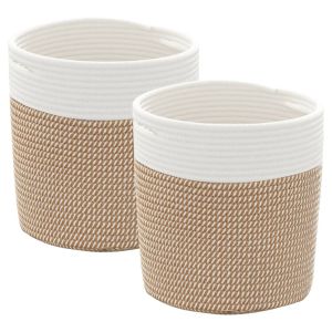 vidaXL cestas de almacenaje 2 uds aLGodón marrón y blanco ø28x28 cm