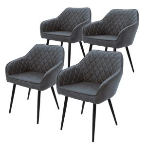 Juego 4 sillas de comedor / salón piel imitación antracita 80 cm