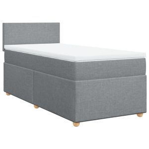 vidaXL cama box spring con colchón tela gris claro 90x190 cm