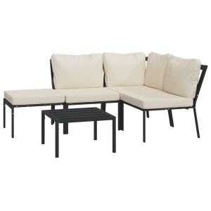 vidaXL juego de muebles de jardín 5 piezas acero y cojines color arena