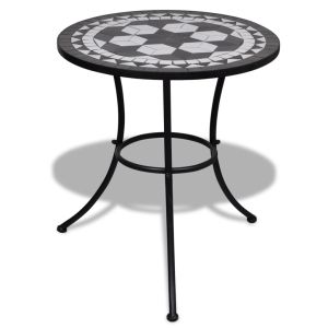 vidaXL mesa de bistro terraza mosaico negro y blanco 60 cm