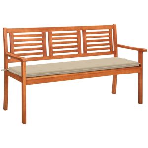 Banco de jardín 3 plazas madera maciza eucalipto y cojín 150 cm joy544520