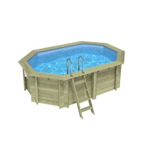 Piscina de madera nemo 4.3x3 – h.1.18, azul, - sin solera - bas7302ospu