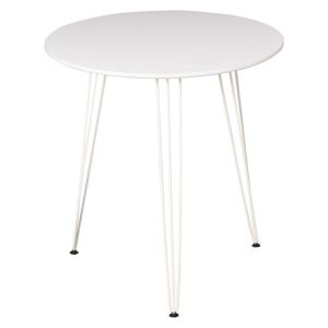 Mesa de comedor ø70x75 cm mdf, metal galvanizado color blanco Homcom