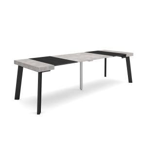 Mesa consola extensible, 58/262x90x73cm, cemento, patas de madera rf3024