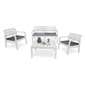 Set de muebles de jardín arti, mesa, plástico blanco