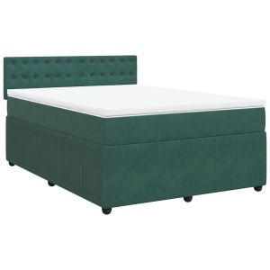 vidaXL cama box spring con colchón terciopelo verde oscuro 160x200 cm
