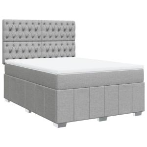 vidaXL cama box spring con colchón tela gris claro 160x200 cm