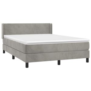 vidaXL cama box spring con colchón terciopelo gris claro 140x200 cm