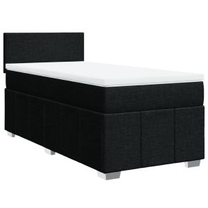 vidaXL cama box spring con colchón tela negro 90x200 cm