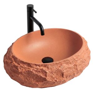Rea lavabo sobre encimera mika terracotta, 50x38x15 cm