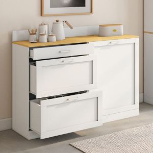 Mueble bajo cocina blanco efecto haya - 120 cm