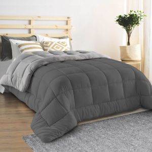 Edredón polar reversible gris - 200x200 cm
