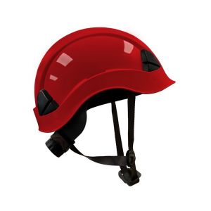 Casco rojo con barboquejo