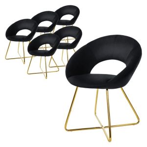 6x silla de comedor/salón asiento ergonómico terciopelo negro