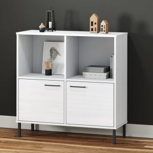Librería patas de metal oslo madera maciza blanco 90x35x90,5 cm