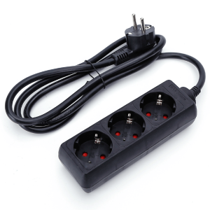 Aigostar regleta 3 enchufes con cable de 1,5 metros, color negro