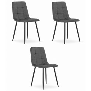 Silla valora pyra, terciopelo gris oscuro, diseño moderno (x3)