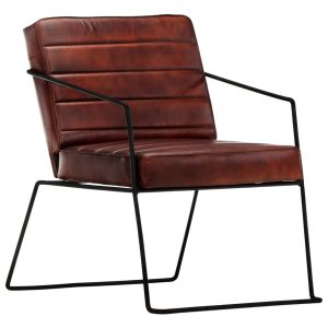 Sillón de cuero auténtico marrón oscuro es5779