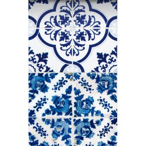 Estahome papel pintado xxl grandes azulejos azul índigo 50 x 900 cm